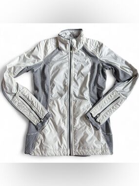 Lululemon Quilted Zip Up Jacket Thumbholes Gray Cream Size 6 (No Size Tag)